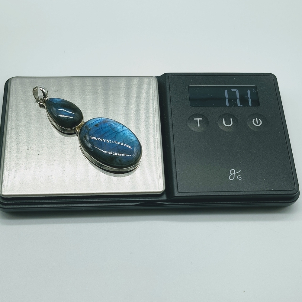 Sterling Silver Double Blue Flash Labradorite Pen… - image 8